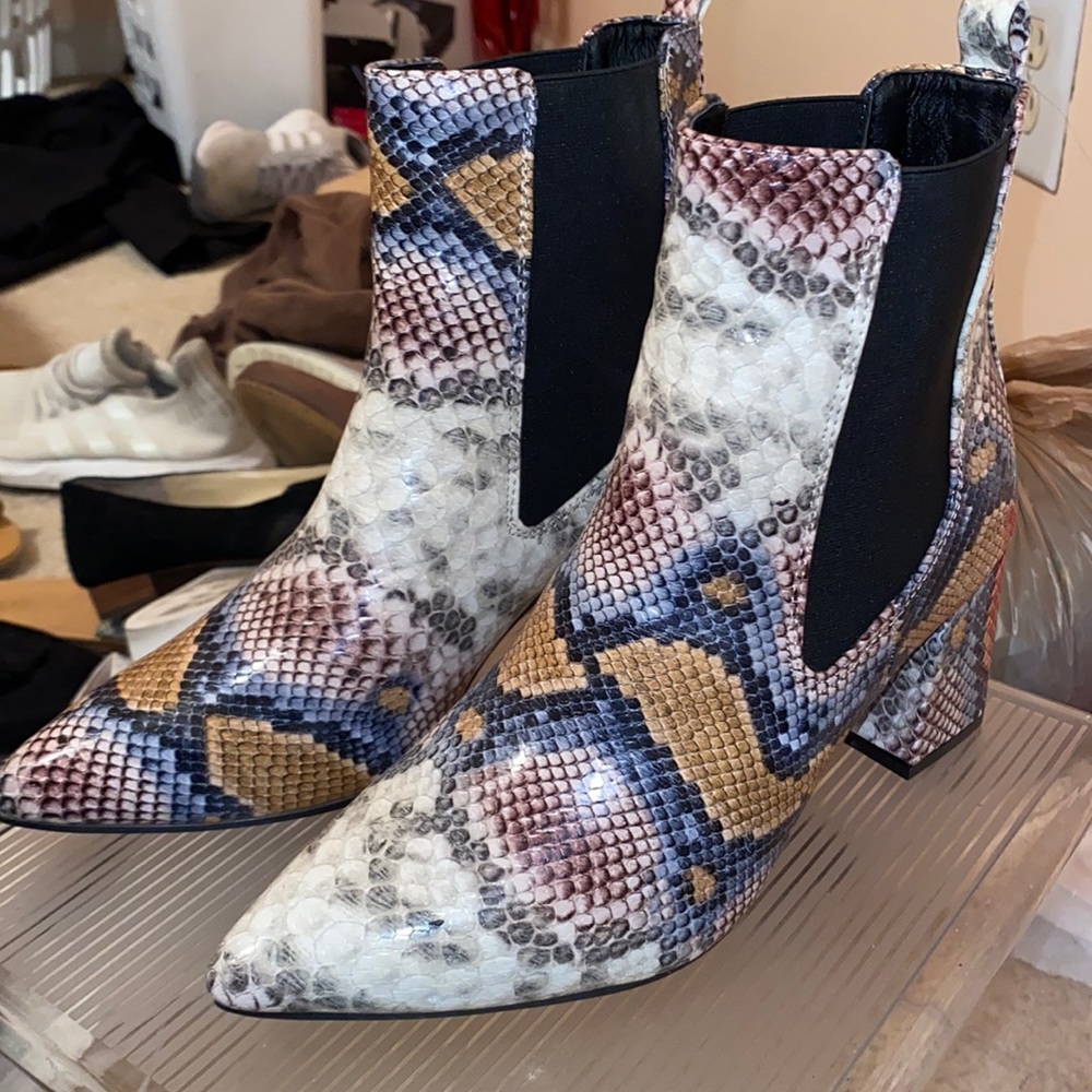 Multi Color Snake Skin Booties